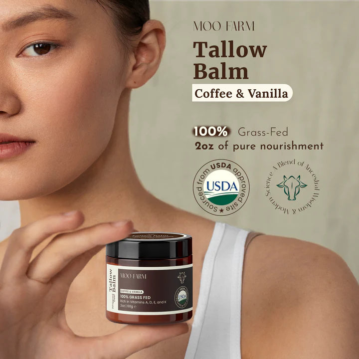 Coffee & Vanilla Beef Tallow Balm - Organic Grass Fed - Moisturizing Skin Care