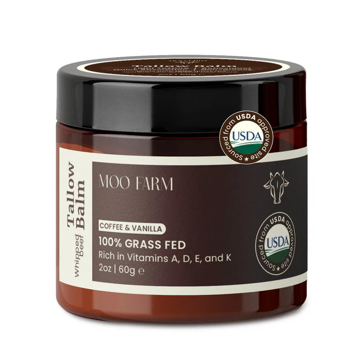 Coffee & Vanilla Beef Tallow Balm - Organic Grass Fed - Moisturizing Skin Care